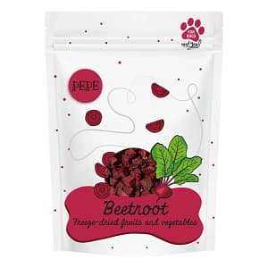 5906638169131 - Beetroot (burak) Lio PEPE Frysetørret Rødbede – Naturligt tilskudsfoder til hunde Vægt: 25 g