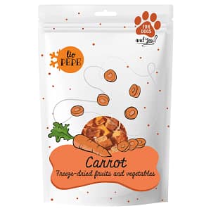 5906638169612 - carrot Lio PEPE Frysetørret Gulerod – Naturligt tilskudsfoder til hunde Vægt: 25 g