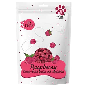 5906638169629 - raspberry Lio PEPE Frysetørret Hindbær – Naturligt tilskudsfoder til hunde Vægt: 15 g