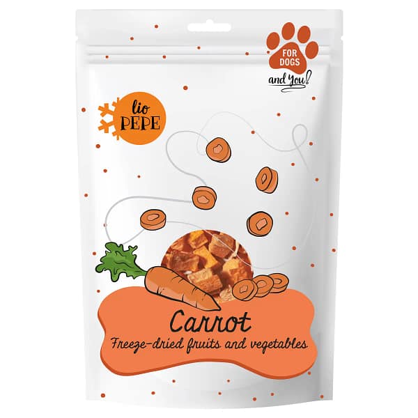 Lio PEPE Frysetørret Gulerod – Naturligt tilskudsfoder til hunde Vægt: 25 g