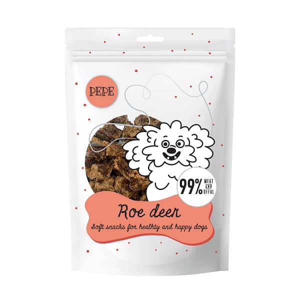 PEPE Mini Chunkies med Rådyr – Naturligt tilskudsfoder til hunde Vægt: 70 g