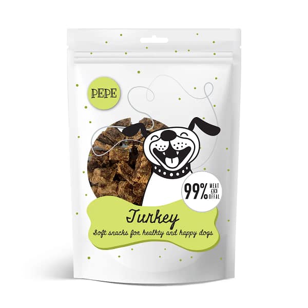 PEPE Mini Chunkies med Kalkun – Naturligt tilskudsfoder til hunde Vægt: 70 g